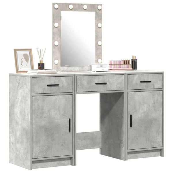 vidaXL Dressing Table Grey 19.69 x 16.14 x 53.15 in Engineered Wood
