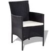 vidaXL Outdoor Furniture Set Black and Cream White PE rattan