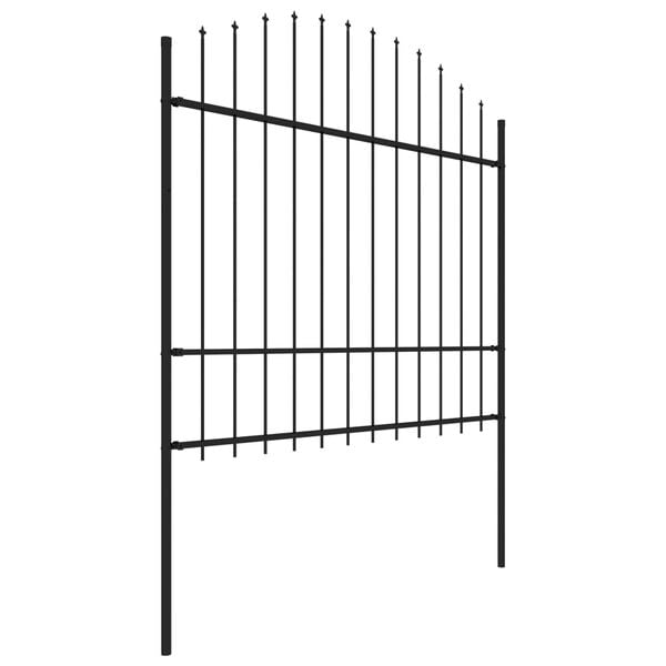 vidaXL Garden Fence with Spear Top Steel 211.4"x68.9" Black