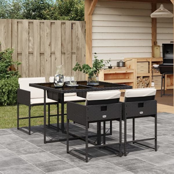 vidaXL Garden Dining Set Brown Poly Rattan Medium Foldable