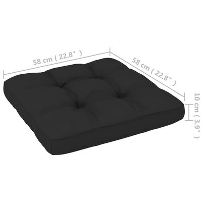 vidaXL Pallet Sofa Cushion Black 22.8"x22.8"x4"