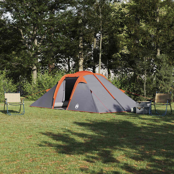 vidaXL Tunnel tent Grey and Orange 200.79 x 94.49 x 61.42 in Taffeta