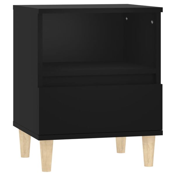 vidaXL Bedside Cabinet Black Engineered Wood Bedside Cabinet Rectangular