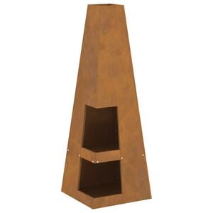 vidaXL Fire Pit Brown 13.78 x 13.78 x 39.37 in Steel