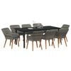 vidaXL Garden Dining Set with Cushion 9 pcs Gray poly rattan
