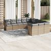 vidaXL Garden Sofa Set Beige PE rattan Large Adjustable Armrests