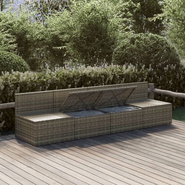 vidaXL Garden Lounge Set Grey PE Rattan Medium Garden Lounge Set