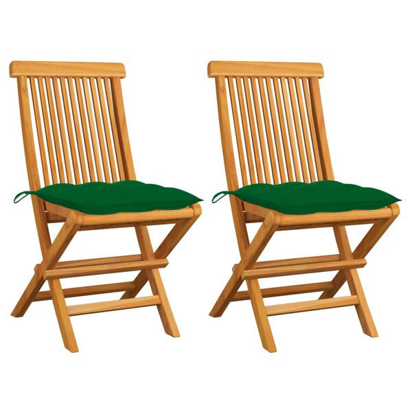 vidaXL Patio Chair Set of 2 Teak Fine sanded teak wood Medium Foldable