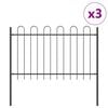 vidaXL Garden Fence 3 pcs Grey 16.73 x 3.94 ft Powder-coated Steel