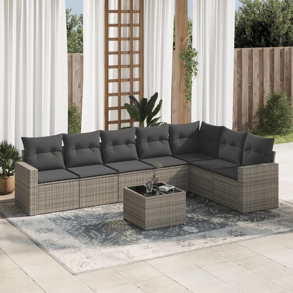 vidaXL Garden Sofa Set Grey PE rattan Large Modular Garden Sofa Set