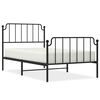 vidaXL Bed Frame Black Powder-Coated Steel Twin Bed Frame Rectangular