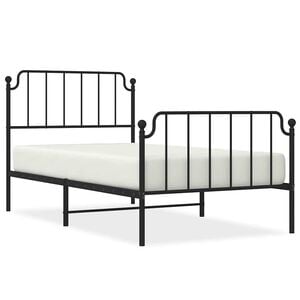 vidaXL Bed Frame Black Powder-Coated Steel Twin Bed Frame Rectangular