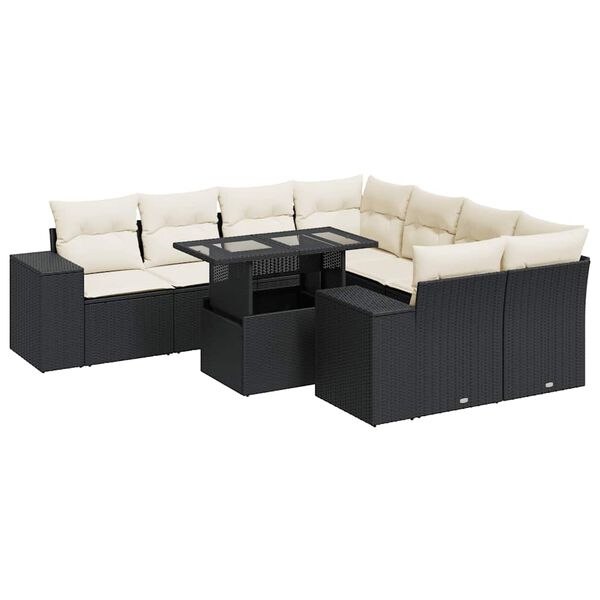 vidaXL Garden Sofa Set Black, Cream White