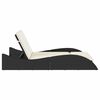 vidaXL Sun Lounger Black, Cream white PE rattan, Powder-coated steel, Foam