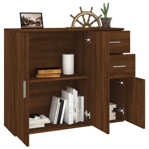 vidaXL Sideboard Brown oak Engineered wood 35.8x11.6x29.5 in Sideboard
