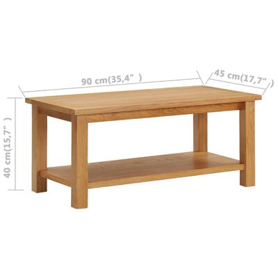 vidaXL Coffee Table 35.4"x17.7"x15.7" Solid Oak Wood