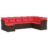 vidaXL 8 Piece Patio Sofa Set with Cushions Brown Poly Rattan