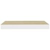 vidaXL Wall Shelf Oak and White Honeycomb MDF and Metal 19.7x9.1 in