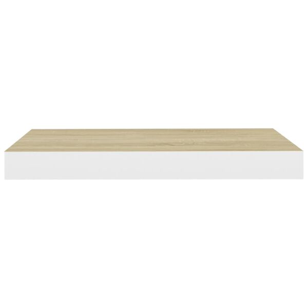 vidaXL Wall Shelf Oak and White Honeycomb MDF and Metal 19.7x9.1 in