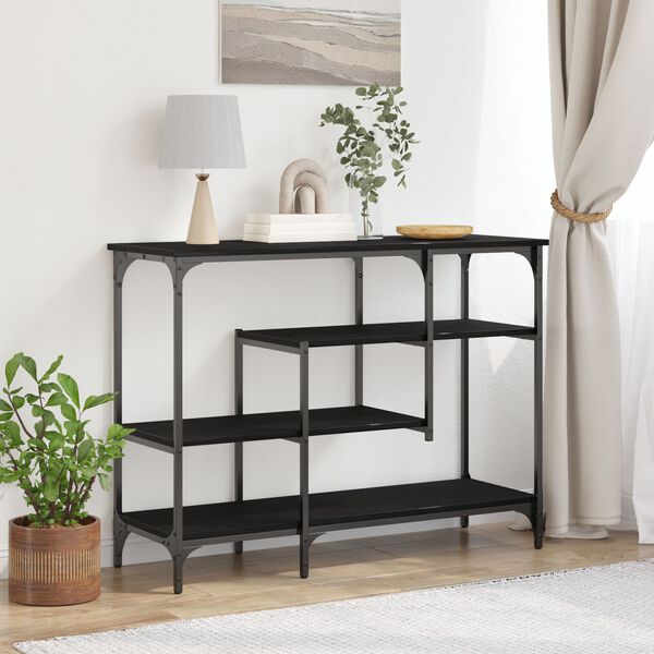 vidaXL Console Table with Shelf Black oak 100 x 35 x 75 cm