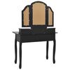 vidaXL Dressing Table Set with Stool Black 39.4x15.7x57.5" Paulownia Wood