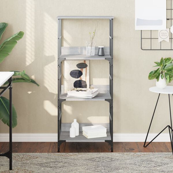 vidaXL Bookshelf Grey Sonoma Engineered wood, Steel Medium Bookshelf