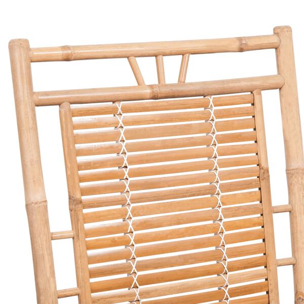 vidaXL Rocking Chair Natural Bamboo, Red Cushion Bamboo, Polyester Cushion