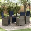 vidaXL Garden Dining Set with Cushion 5 pcs Grey Poly Rattan