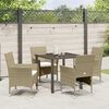 vidaXL Garden Dining Set with Cushion 5 pcs Beige Poly Rattan