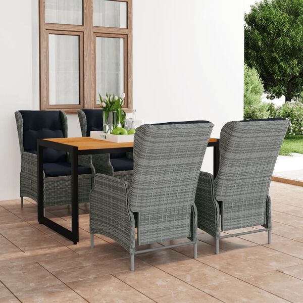 vidaXL 5 Piece Patio Dining Set Light Gray