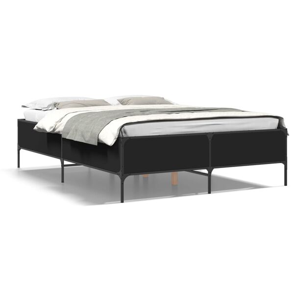 vidaXL Bed Frame Black Engineered wood Double Durable Bed Frame