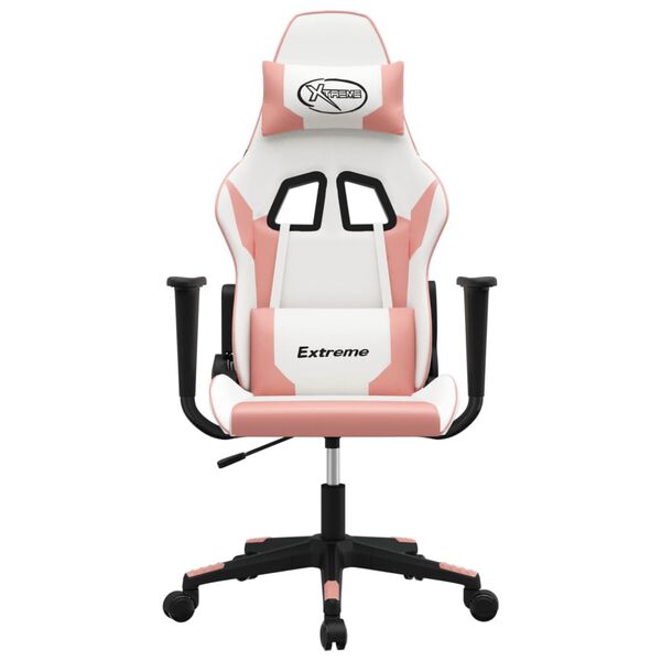 vidaXL Gaming Chair White and Pink Faux leather, metal, plywood Large