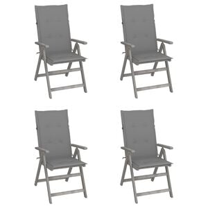 vidaXL Garden Chair Set of 4 Grey Solid acacia wood, polyester Medium
