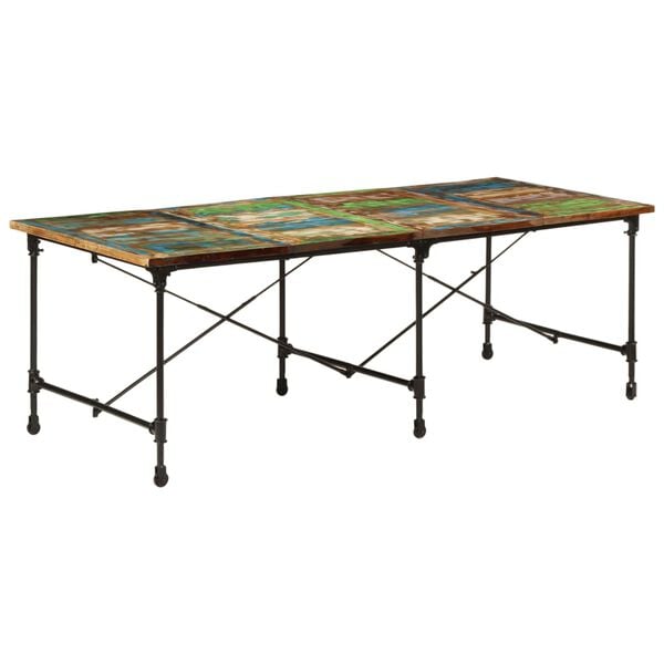vidaXL Dining Table Mixed Colors Solid reclaimed wood with metal legs