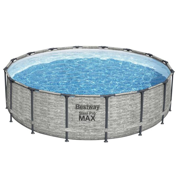 Bestway Swimming Pool Grey PVC Large Foldable Swimming Pool Round