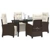 vidaXL Garden Dining Set with Cushion 5 pcs Brown Poly Rattan