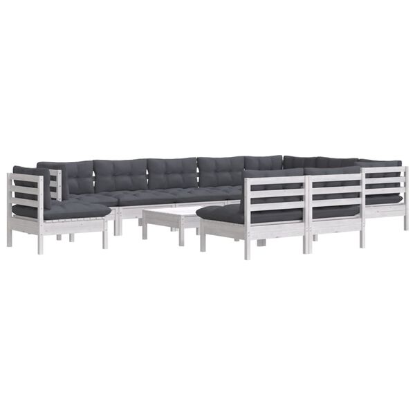 vidaXL Garden Lounge Set White and Anthracite
