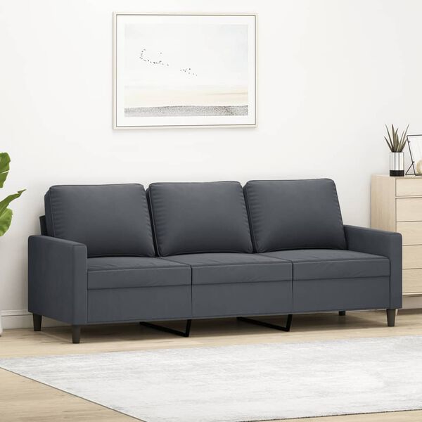 vidaXL 3-Seater Sofa Dark Gray Velvet, Metal, Foam 3-Seater