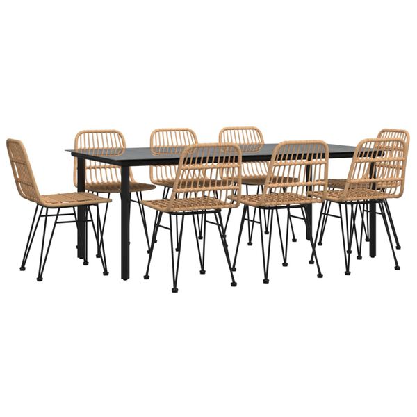 vidaXL Garden Dining Set Black Powder-Coated Steel Large Durable