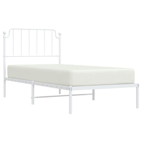 vidaXL Bed Frame White Powder-coated steel Twin Bed Frame Rectangular