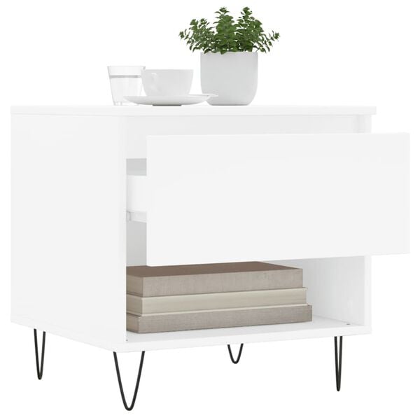 vidaXL Coffee Table Set of 2 White Engineered wood, metal Medium
