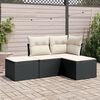 vidaXL Garden Sofa Set Black with cream white cushions