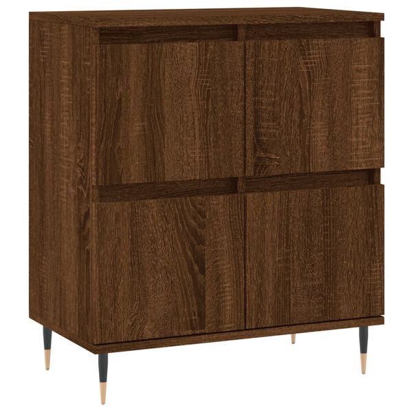vidaXL Sideboard Brown Oak Engineered Wood, Metal Medium Sideboard