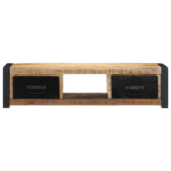 vidaXL TV Cabinet Black and brown Solid rough mango wood and iron Compact