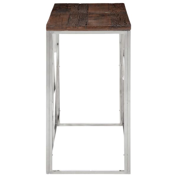 vidaXL Console Table Silver Stainless Steel and Solid Reclaimed Wood