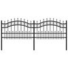 vidaXL Garden Fence with Spear Top Black 94.5"x29.5" Powder-coated Steel