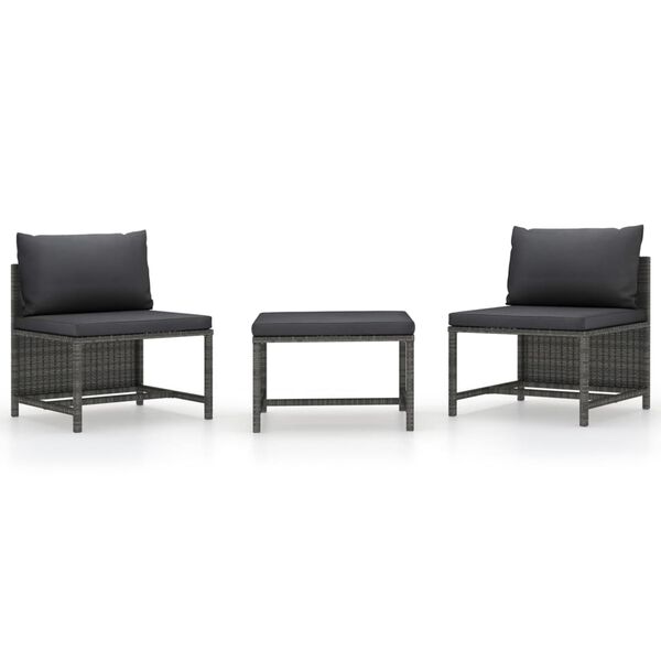 vidaXL Garden Sofa Set Gray PE rattan, steel Compact Modular