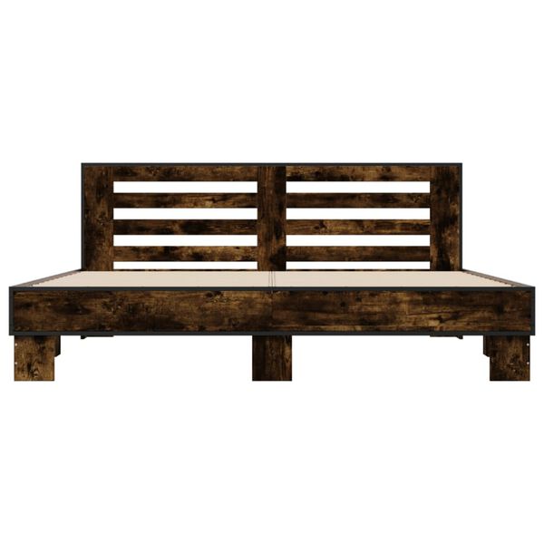 vidaXL Bed Frame Smoked Oak Engineered Wood Super King Durable