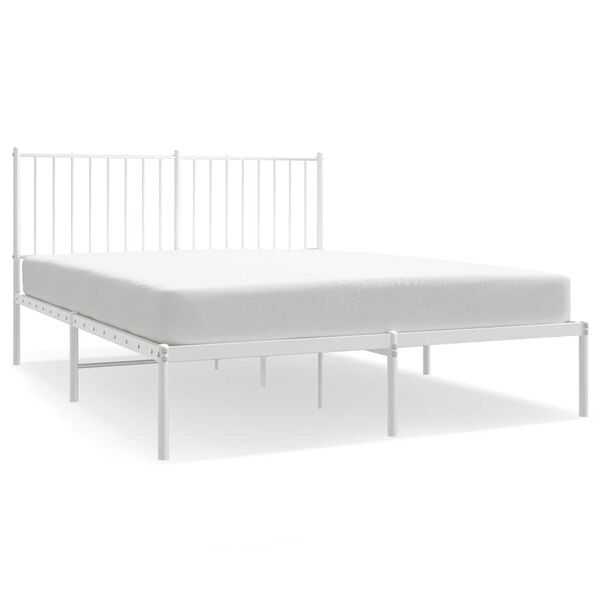 vidaXL Bed Frame White Steel Full Bed Frame Rectangular Durable