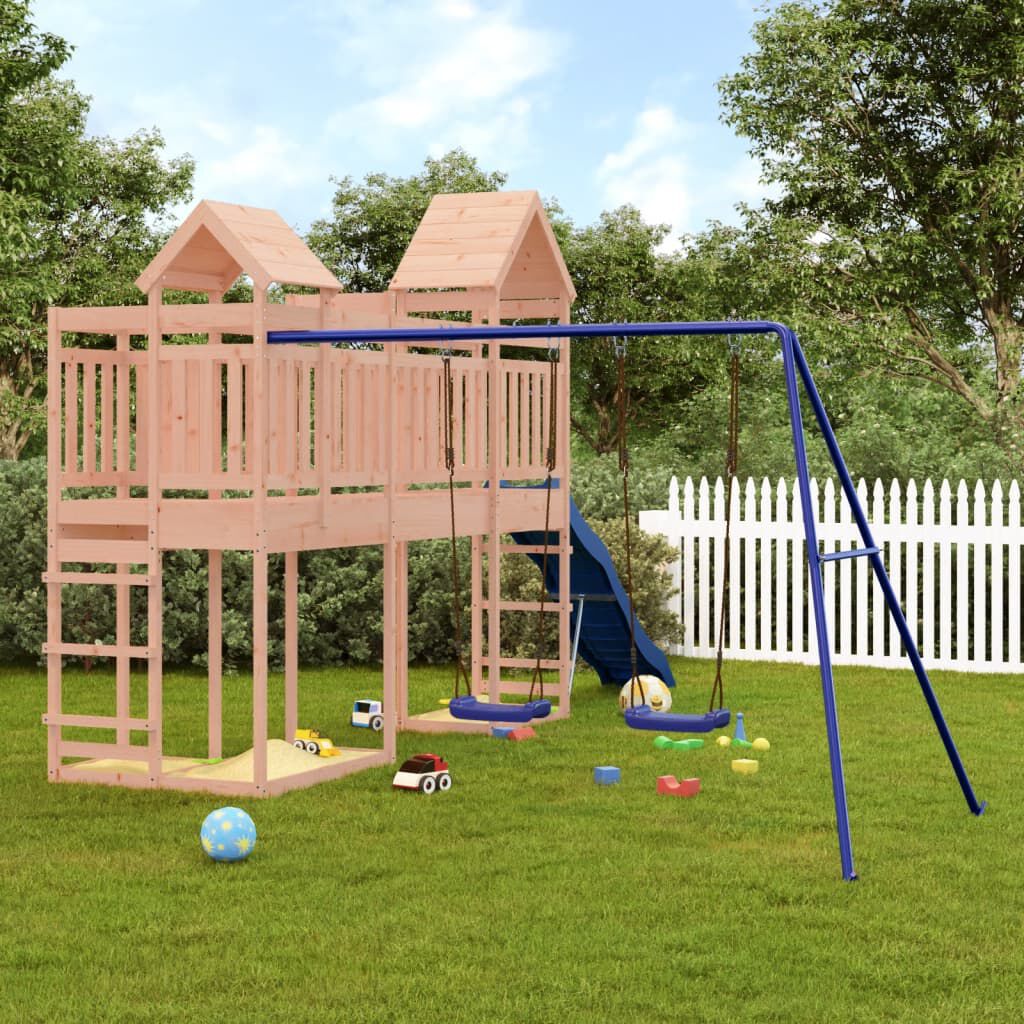 vidaXL Outdoor Playset Natural Wood, Blue